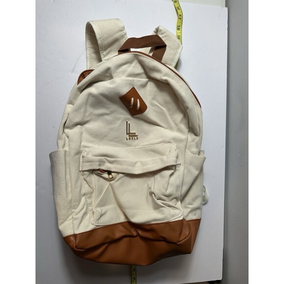 loulu Handbags - LOULU BACKPACK - Large Canvas And Tan Vegan Leather